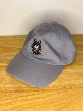 OMOCAT Hololive GAMERS Pixel MIO Cap Hat Grey Ookami Mio VTuber Anime VTG Style